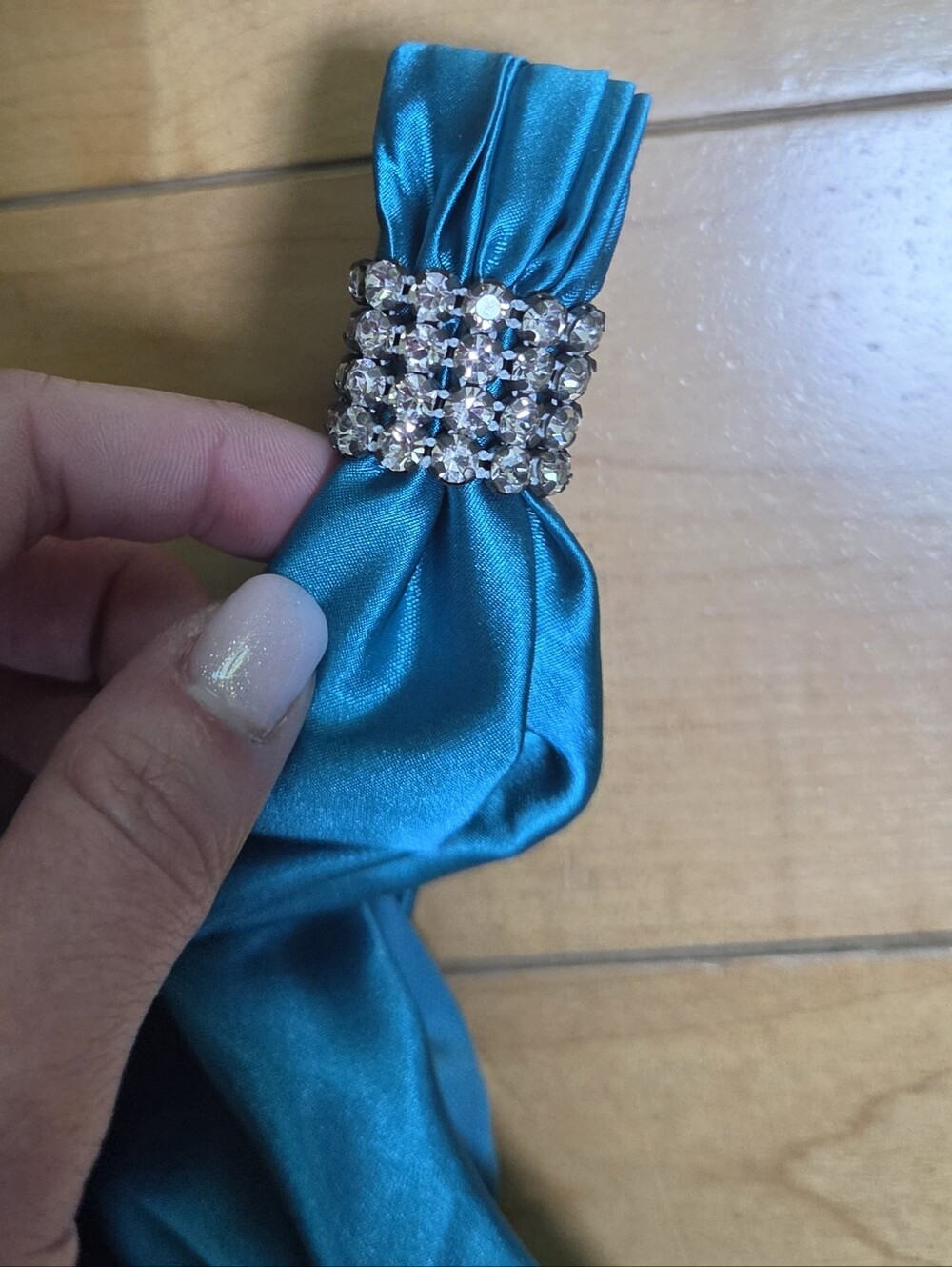 Jovani Teal Satin One Shoulder Prom Dress Rhinestone Formal Gown S - Picture 3 of 11